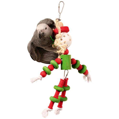 Father Christmas Wood and Rope Parrot Toy 1