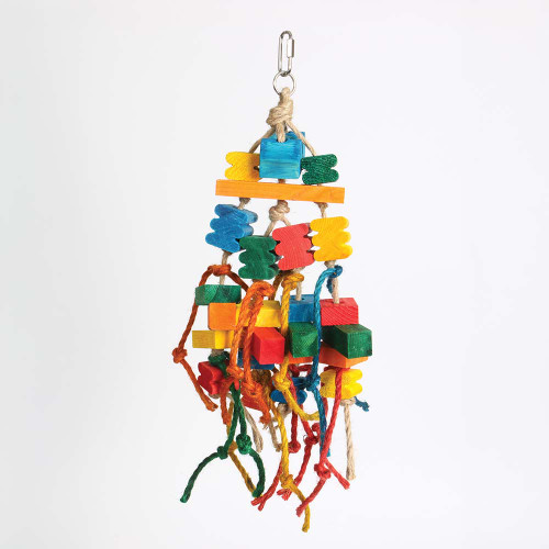 Knotty Stacker Wood And Rope Chewable Parrot Toy