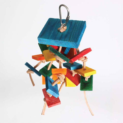 Slats and Knots Wood and Leather Parrot Toy 2