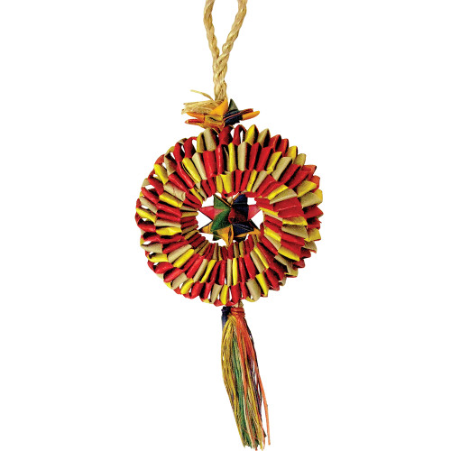 Bird Tire With Star Small Natural Woven Palm Leaf Parrot Toy