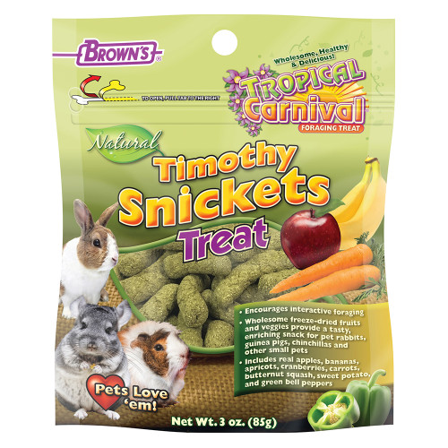 Brown`s Tropical Carnival Timothy Snickets Small Animal Treat - 85g Case of 8 1