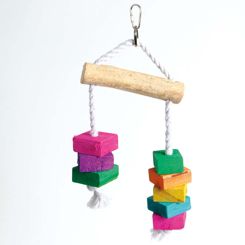 bEaKs Chunky Logs Wood and Rope Parrot Toy