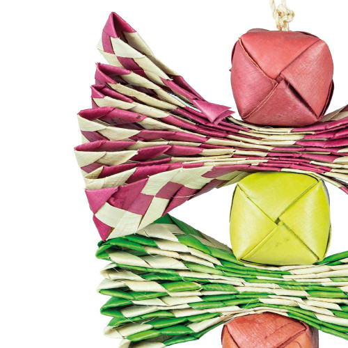 Palm Leaf Ribbons and Cube Tower Parrot Toy 4