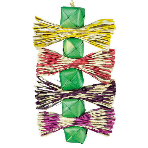 Palm Leaf Ribbons and Cube Tower Parrot Toy 1