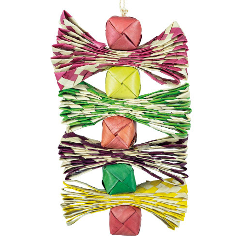 Palm Leaf Ribbons and Cube Tower Parrot Toy 2