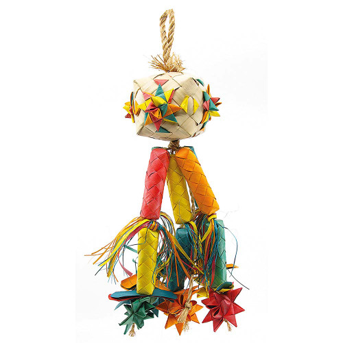 Firecracker Woven Palm Leaf Parrot Toy - Medium