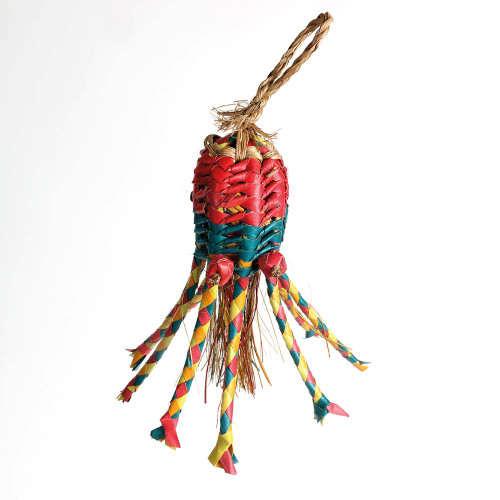 Kraken Natural Woven Palm Leaf Parrot Toy Medium