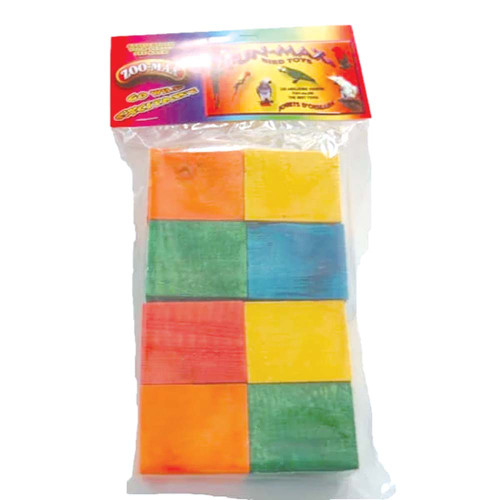 Pack of 8 Coloured Wood Blocks Parrot Toy Making Part - 1.75"X 1.50" X 2"
