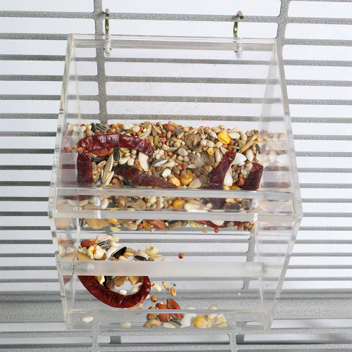 Parrot Food Mate - Acrylic Less Mess Feeder - Small 4