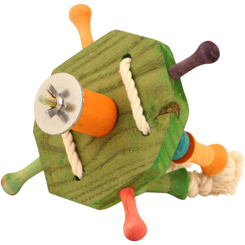 cage twirler wooden parrot toy