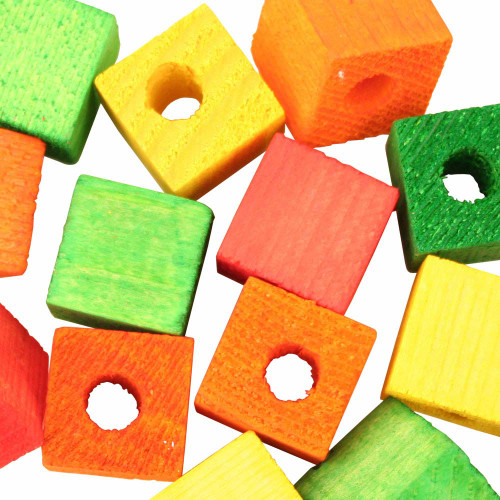 15 small colourful wood cubes
