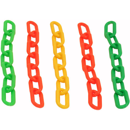 5 colourful plastic chains