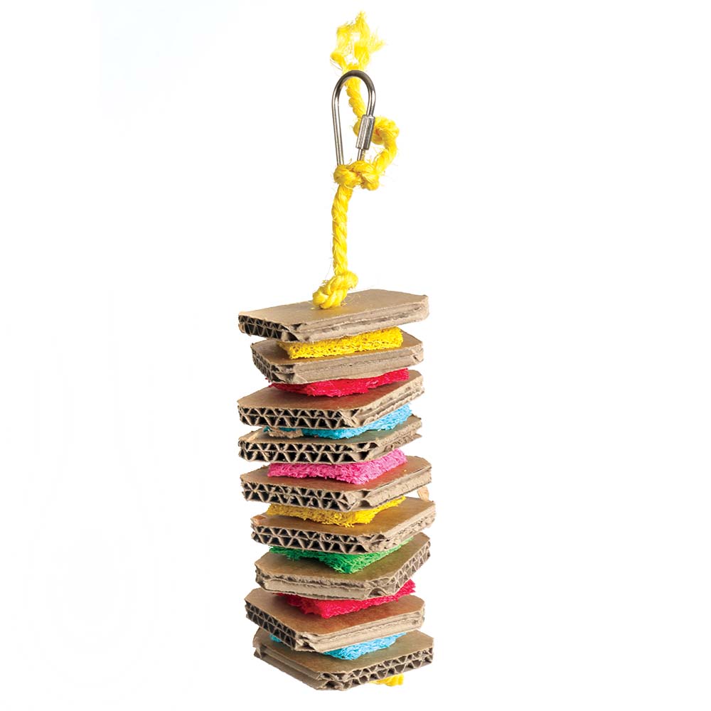 Shredding Tower | Honeycomb Cardboard Parrot Toy
