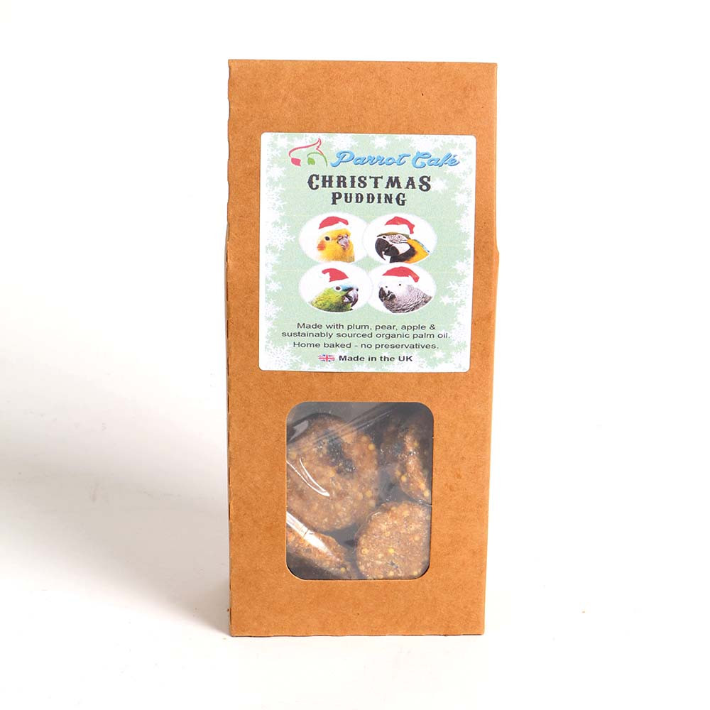 An image of Parrot Cafe Festive Plum Pudding Parrot Treats 100g