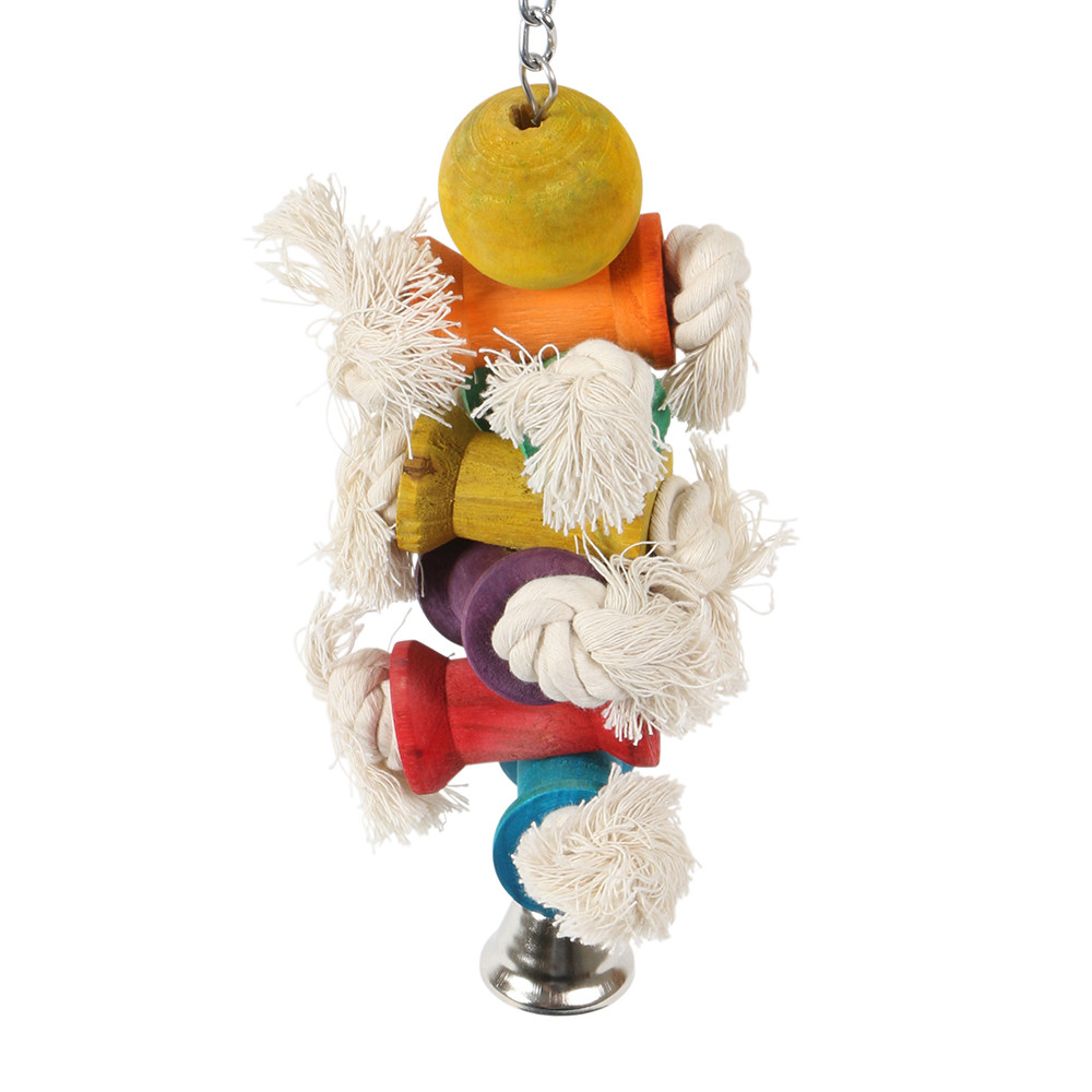 An image of Spool Stacker Wood & Rope Parrot Toy