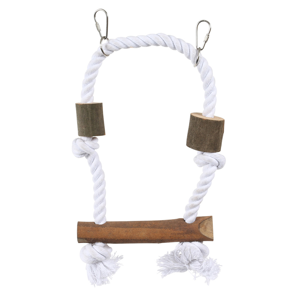 An image of Naturals Wood & Rope Swing Parrot Toy