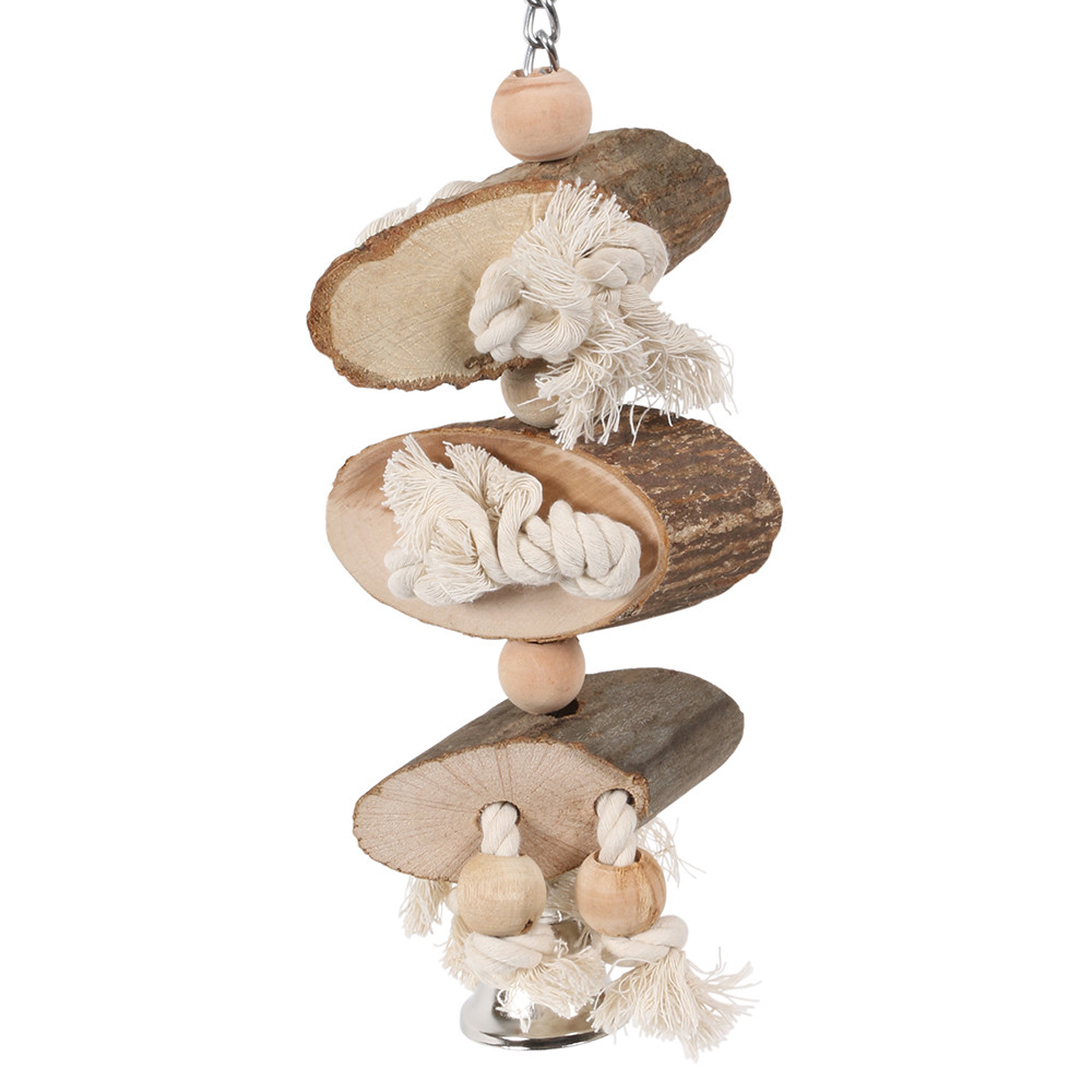 An image of Naturals Wood & Rope Preening Stacker Parrot Toy