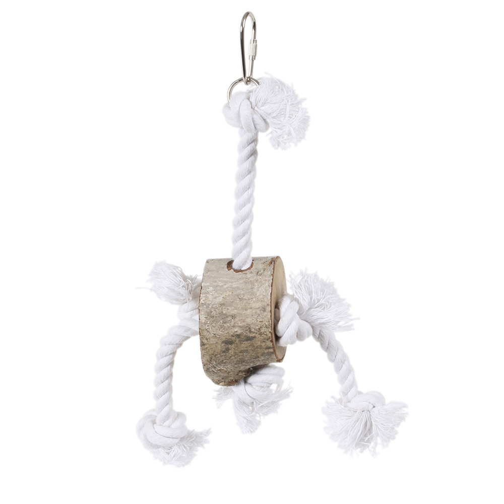 An image of Naturals Wood & Rope Preening Block Parrot Toy