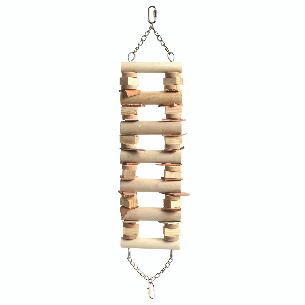 An image of Natural Wood Ladder Bridge Parrot Toy