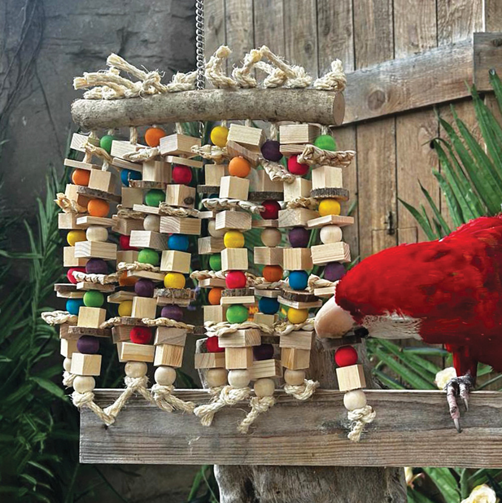 An image of Peek and Play Wood & Rope Parrot Toy