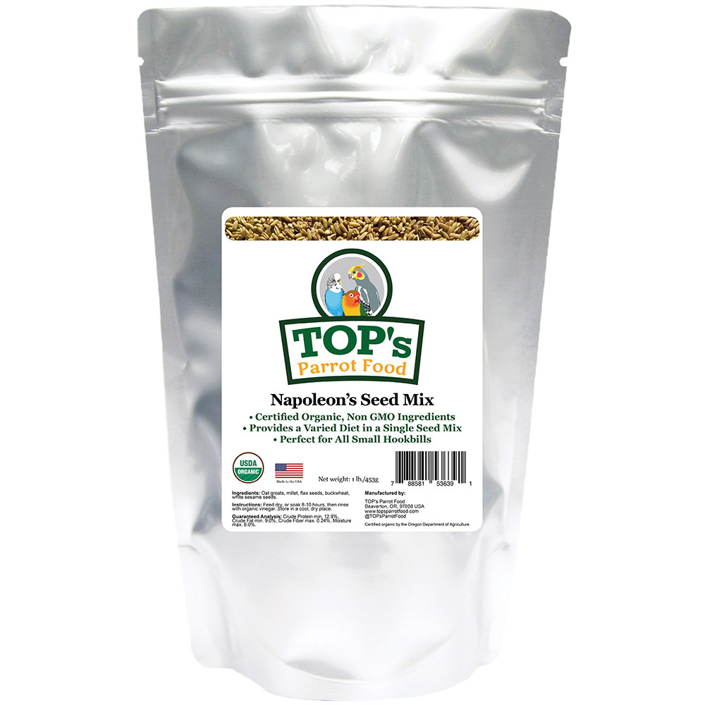 An image of TOP's Napoleon Seed and Soaking Mix Small Parrot Food 1lb