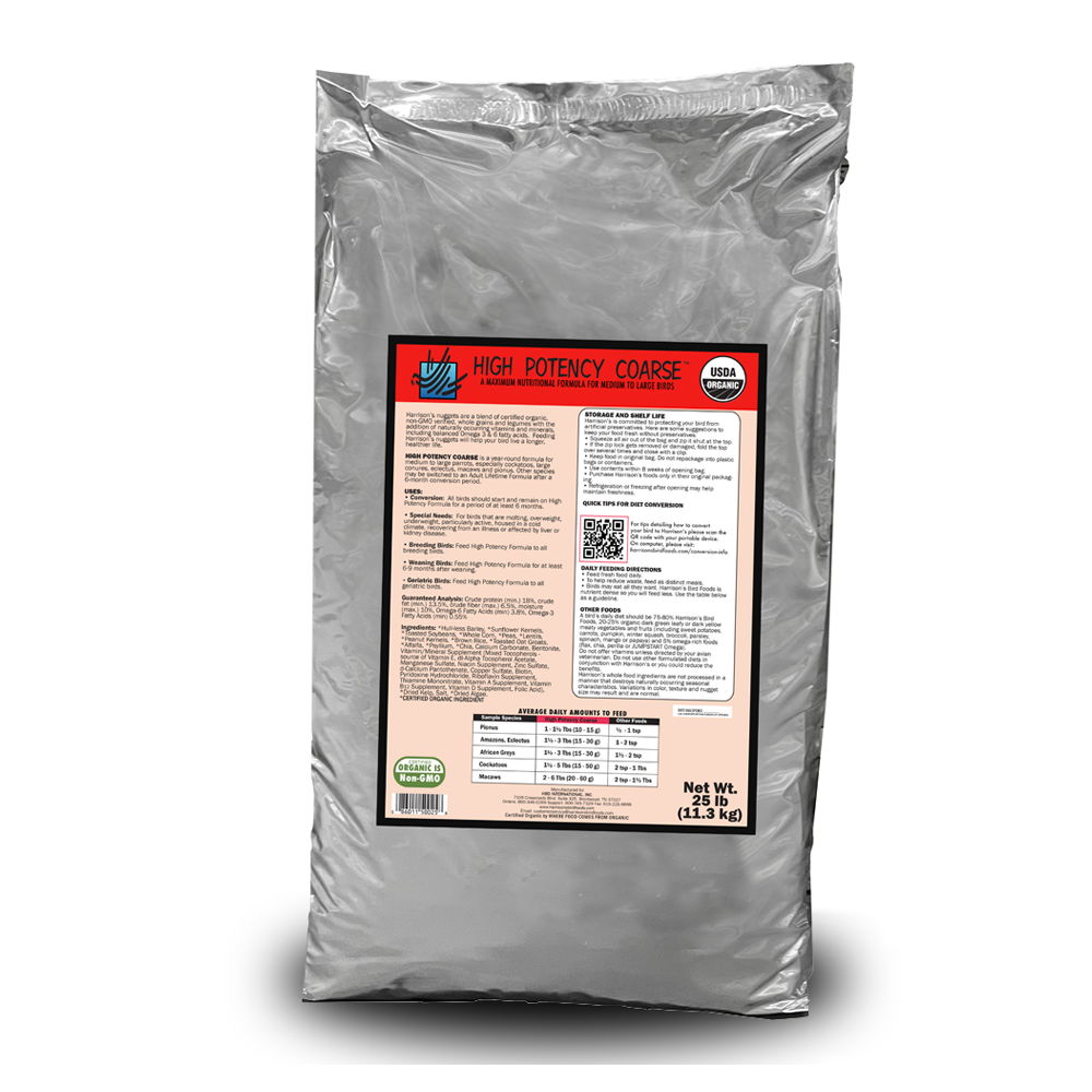 An image of Harrison's High Potency Coarse 25lb Complete Parrot Food