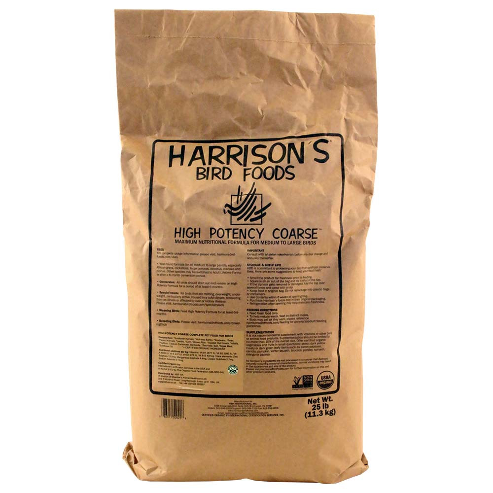 An image of Harrison's High Potency Coarse 25lb Complete Parrot Food