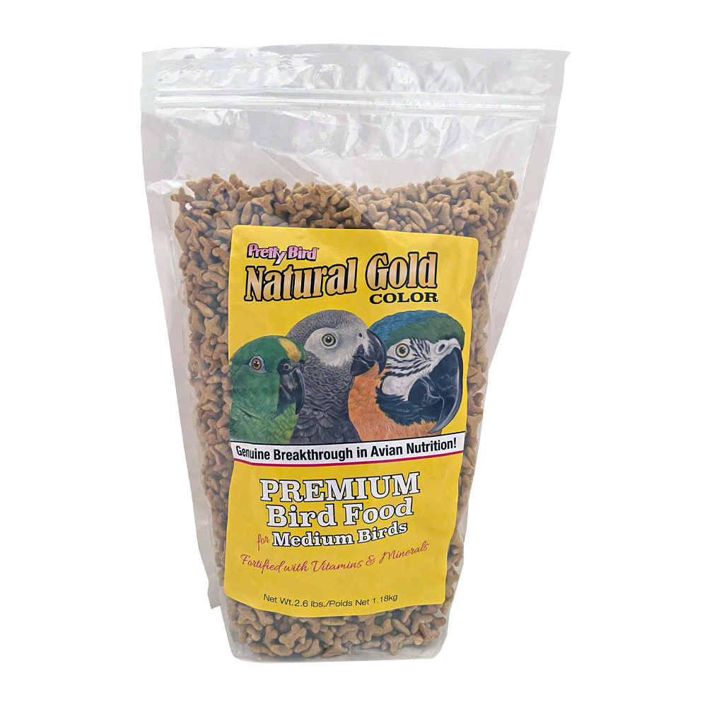 An image of Pretty Bird Natural Gold 2.6lb Medium and Large Parrot Food