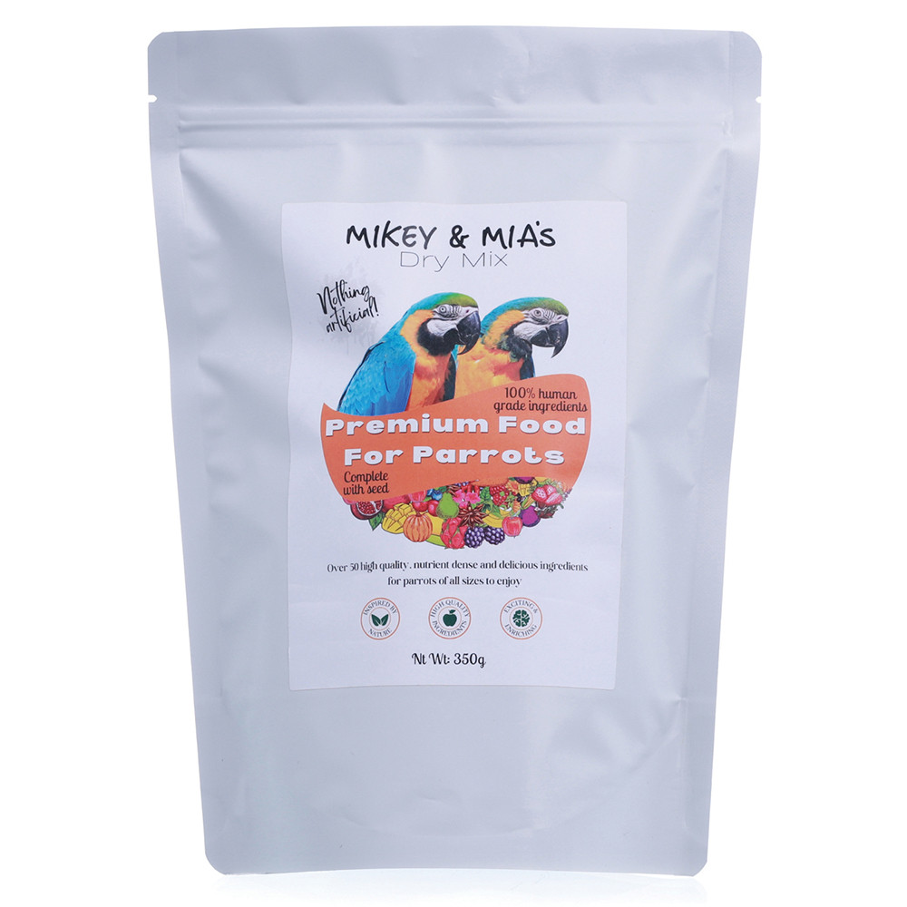 An image of Mikey and Mia's Dry Mix Healthy Parrot Food 350g