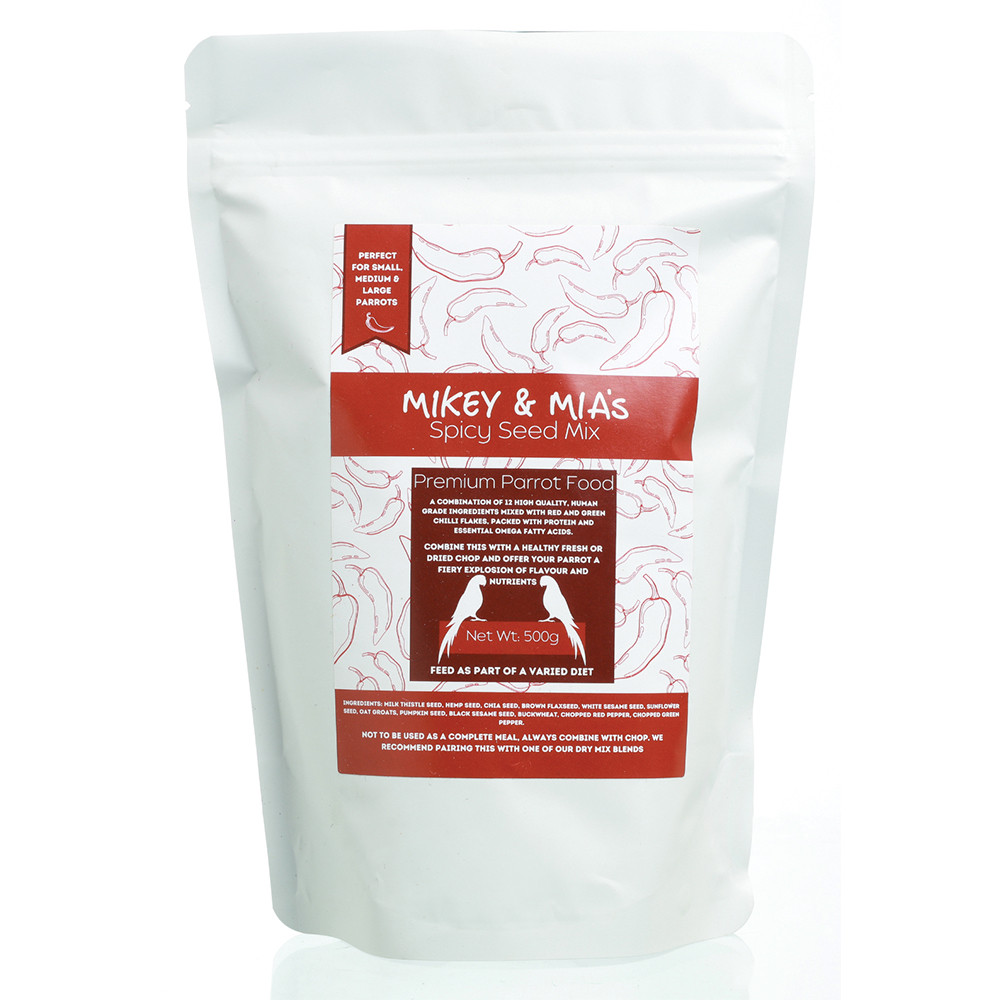 An image of Mikey and Mia's Spicy Seed Mix Parrot Food 500g