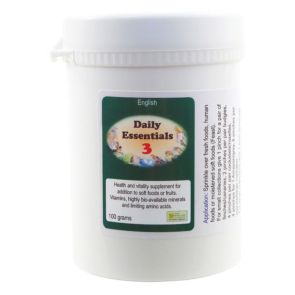 An image of Daily Essentials 3 Powdered Multi Vitamins for Parrots 100g