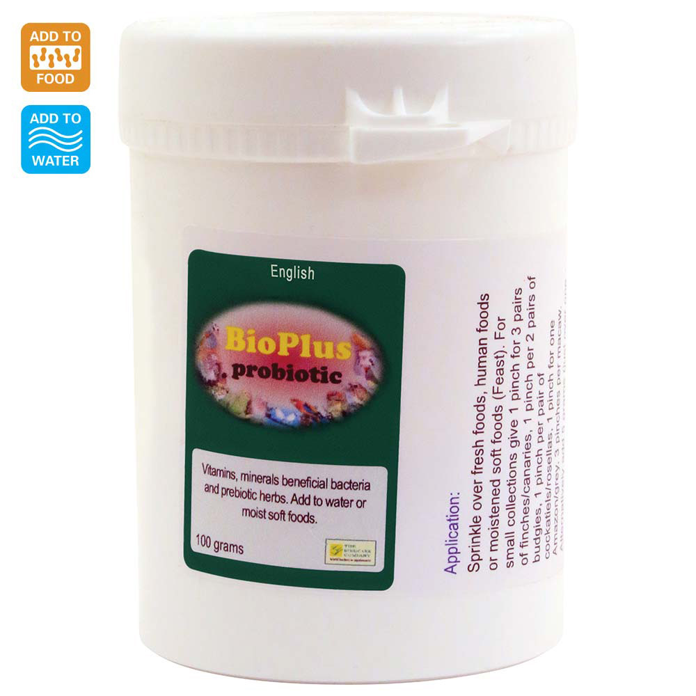 An image of BioPlus 100g Powdered Probiotic for Pet Birds and Parrots