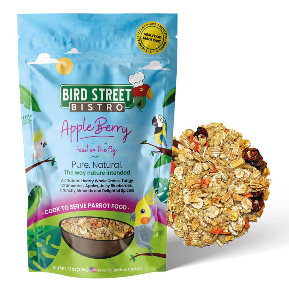 An image of Bird Street Bistro AppleBerry Feast On The Fly Parrot Food 11oz