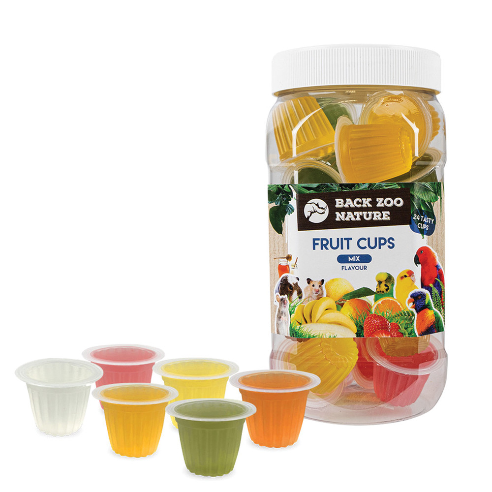 An image of Tub of 24 Assorted Jelly Cups Parrot Treats