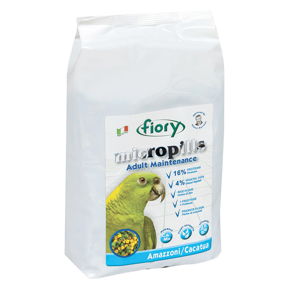 An image of Fiory MicroPills Cold Pressed Pellets Amazon and Cockatoo Parrot Food 1.4kg