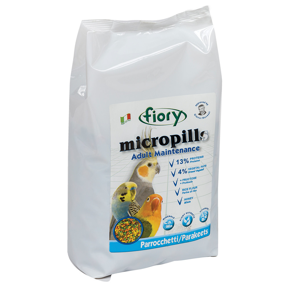 An image of Fiory MicroPills Cold Pressed Pellets Cockatiel and Budgie Food 1.4kg