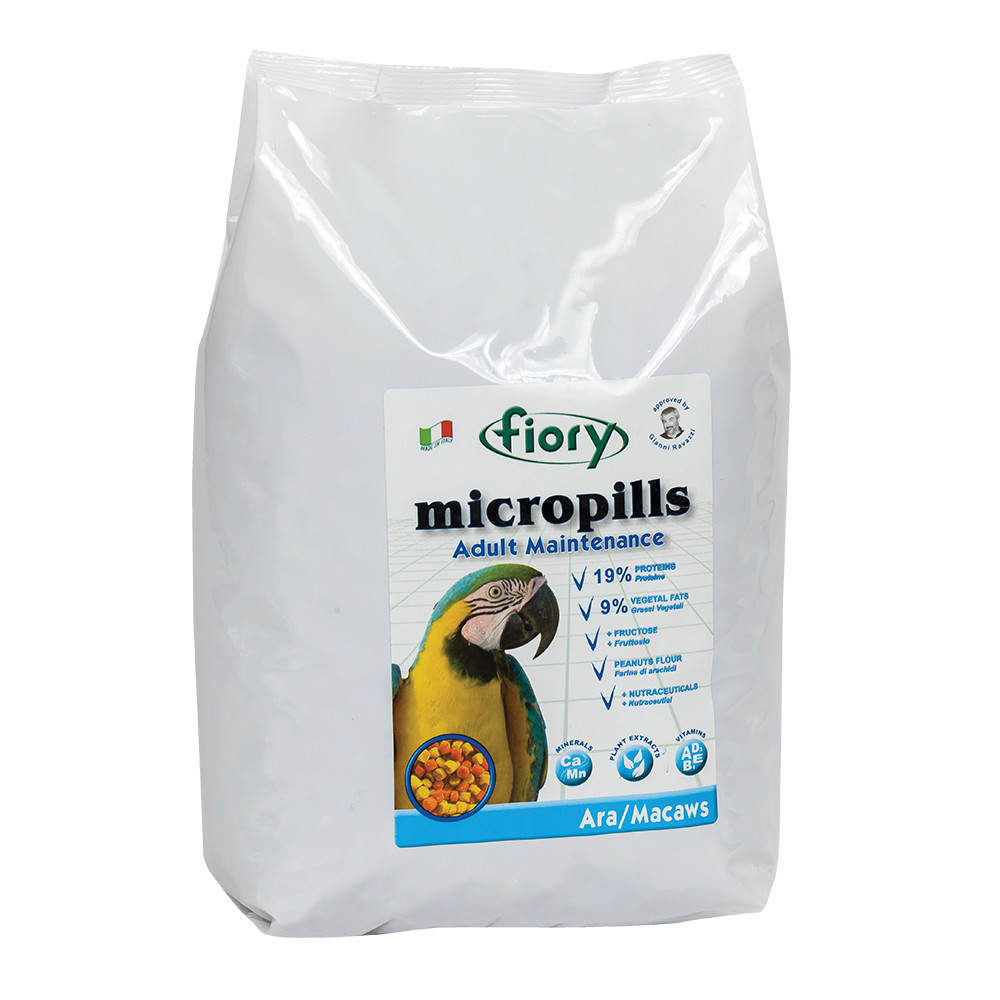 An image of Fiory MicroPills Cold Pressed Pellets Macaw Parrot Food 2.5kg