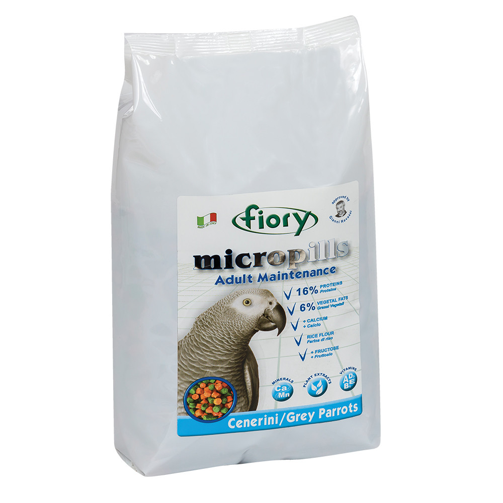 An image of Fiory MicroPills Cold Pressed Pellets African Grey Parrot Food 1.4kg