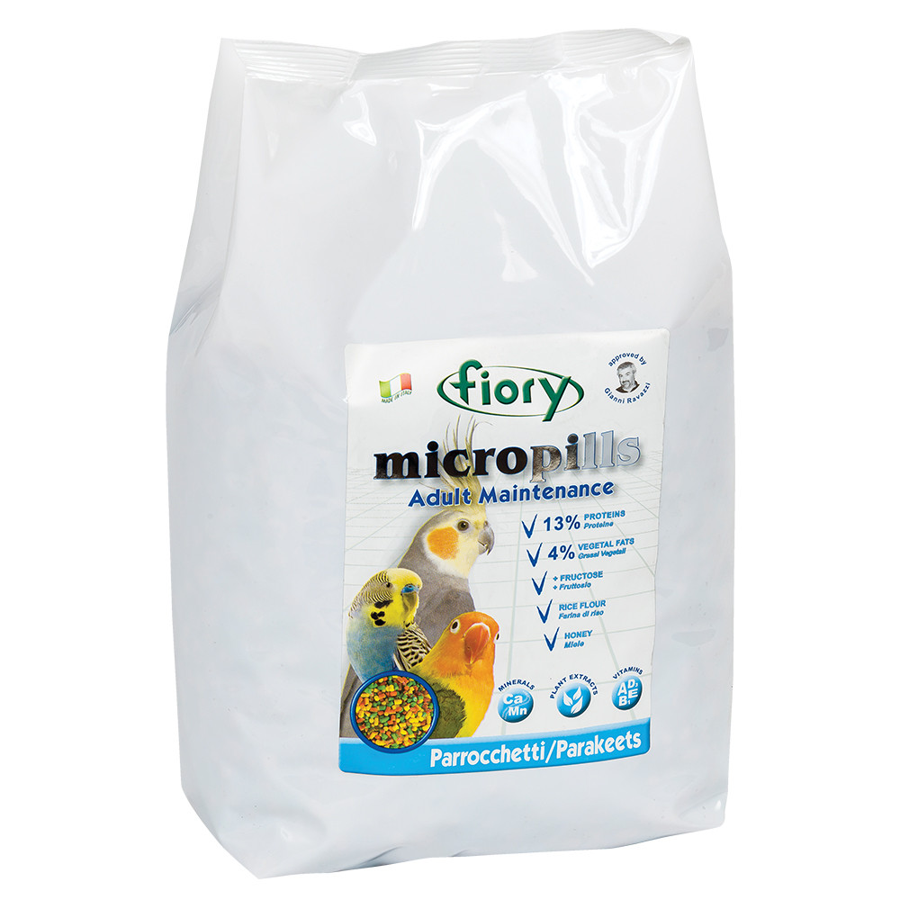 An image of Fiory MicroPills Cold Pressed Pellets Cockatiel and Budgie Food 2.5kg