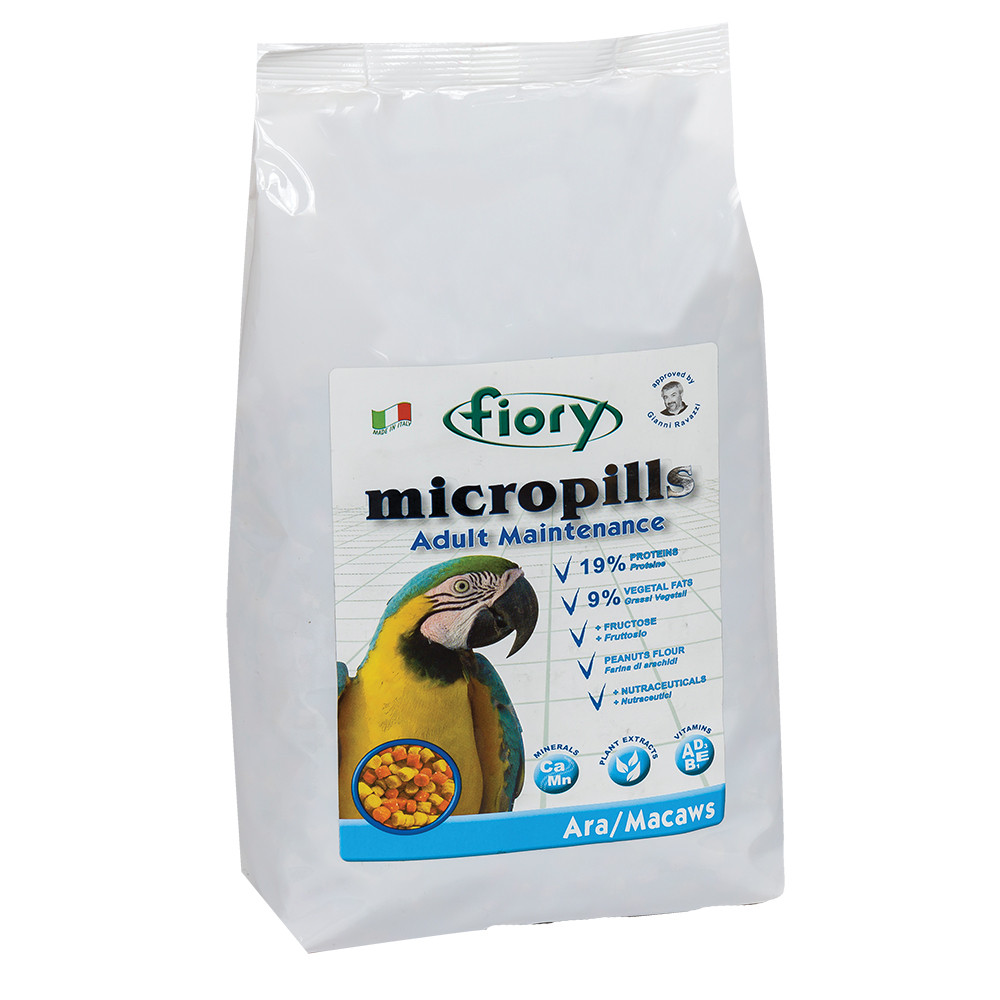 An image of Fiory MicroPills Cold Pressed Pellets Macaw Parrot Food 1.4kg