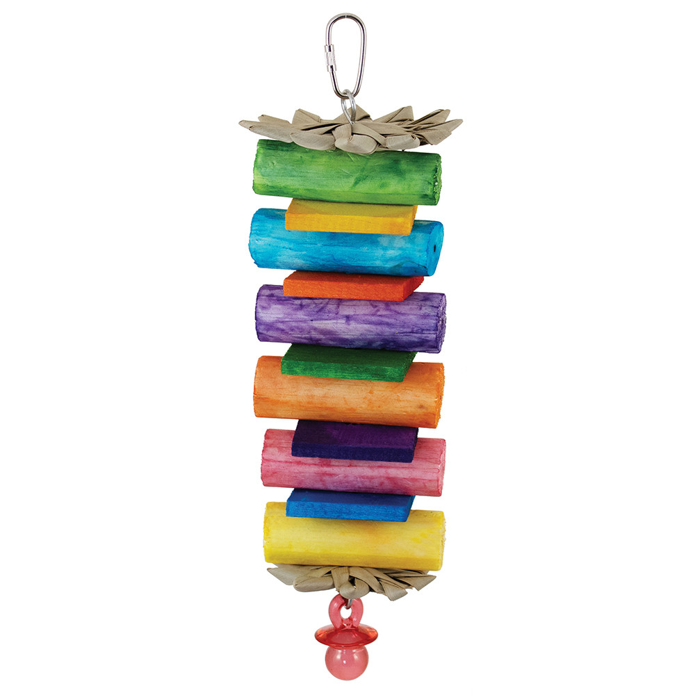An image of Sola Balsa Wood Rainbow Stacker Parrot Toy