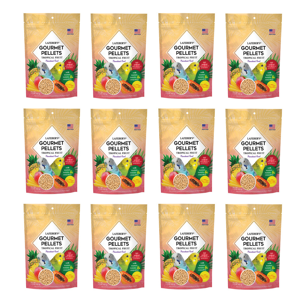 An image of Lafeber Gourmet Pellets Tropical Fruit 567g Complete Budgie Food Case of 12