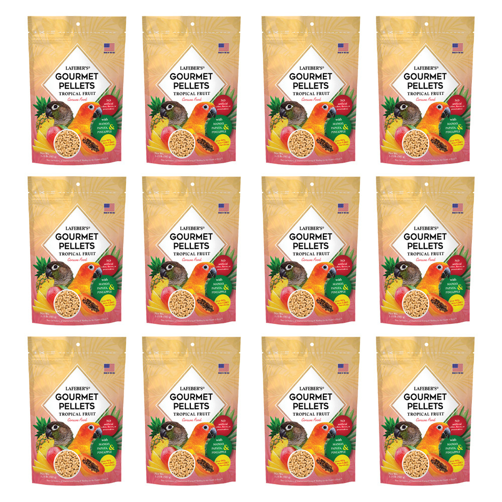 An image of Lafeber Gourmet Pellets Tropical Fruit 567g Complete Conure Food Case of 12