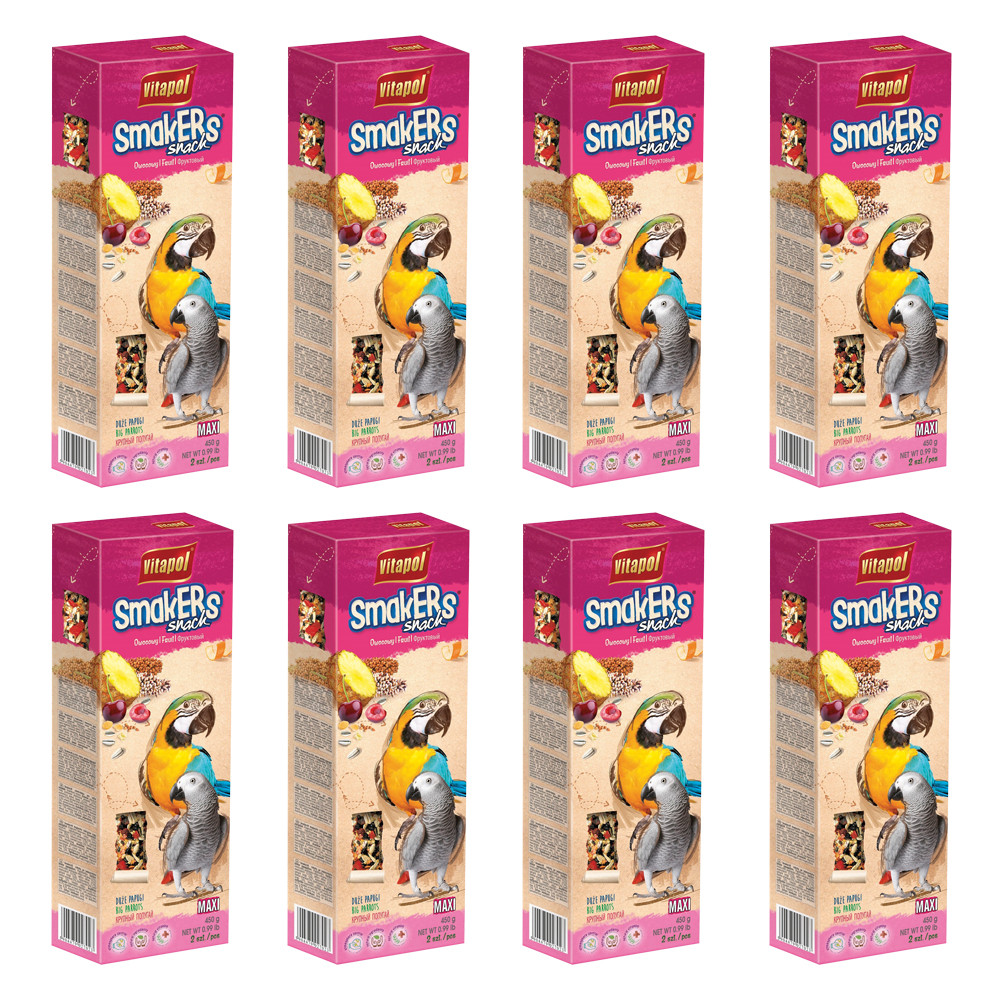 An image of Vitapol Maxi Parrot Sticks Twinpack - Mixed Fruit Case of 8