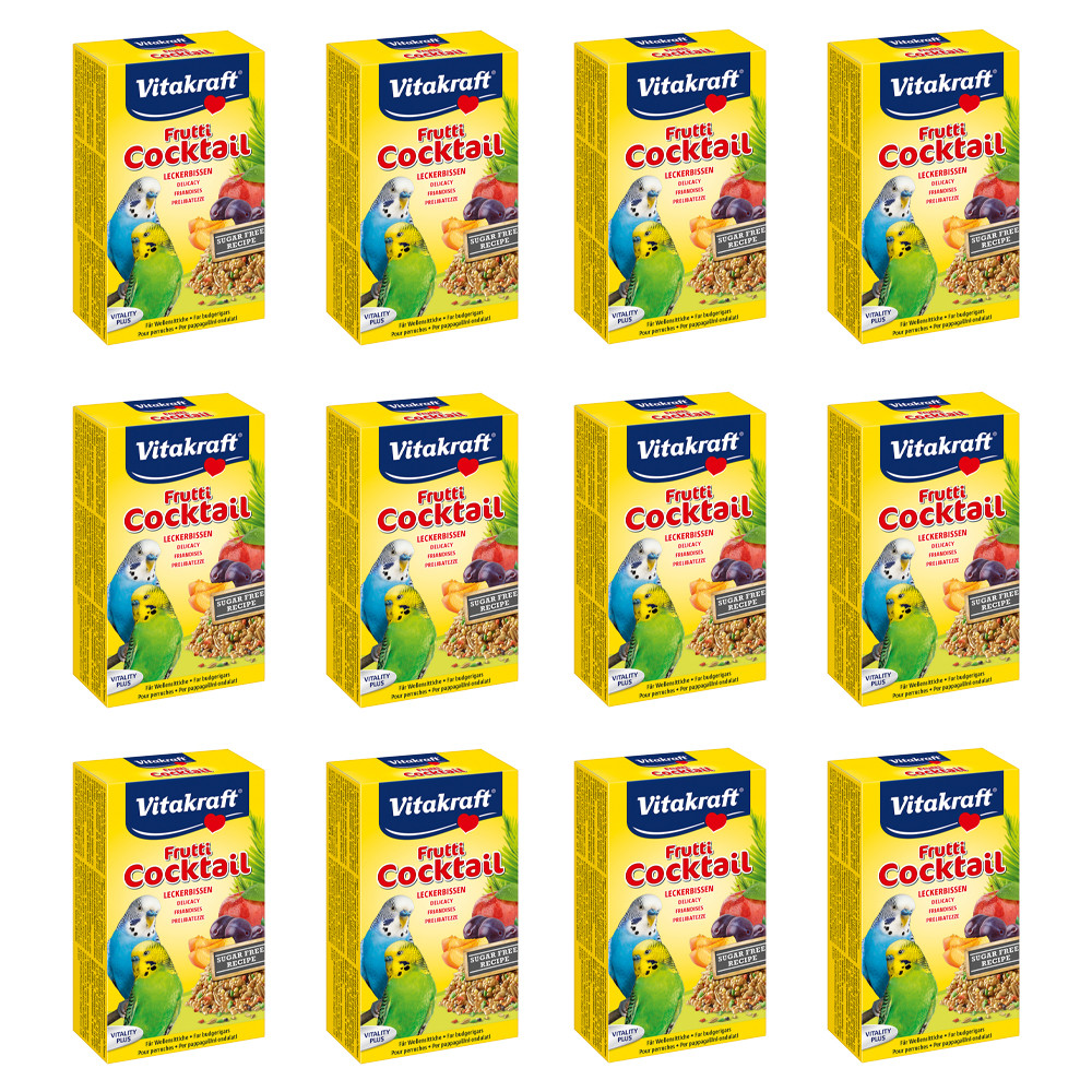 An image of Vitakraft Frutti Cocktail Budgie Treat with Fruit 200g Case of 12