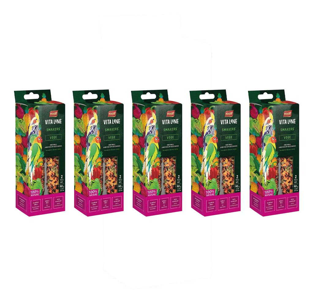 An image of Case of 5 Vitapol Vitaline Twinpack Smaker Small Parrot Treat Stick Vegetable