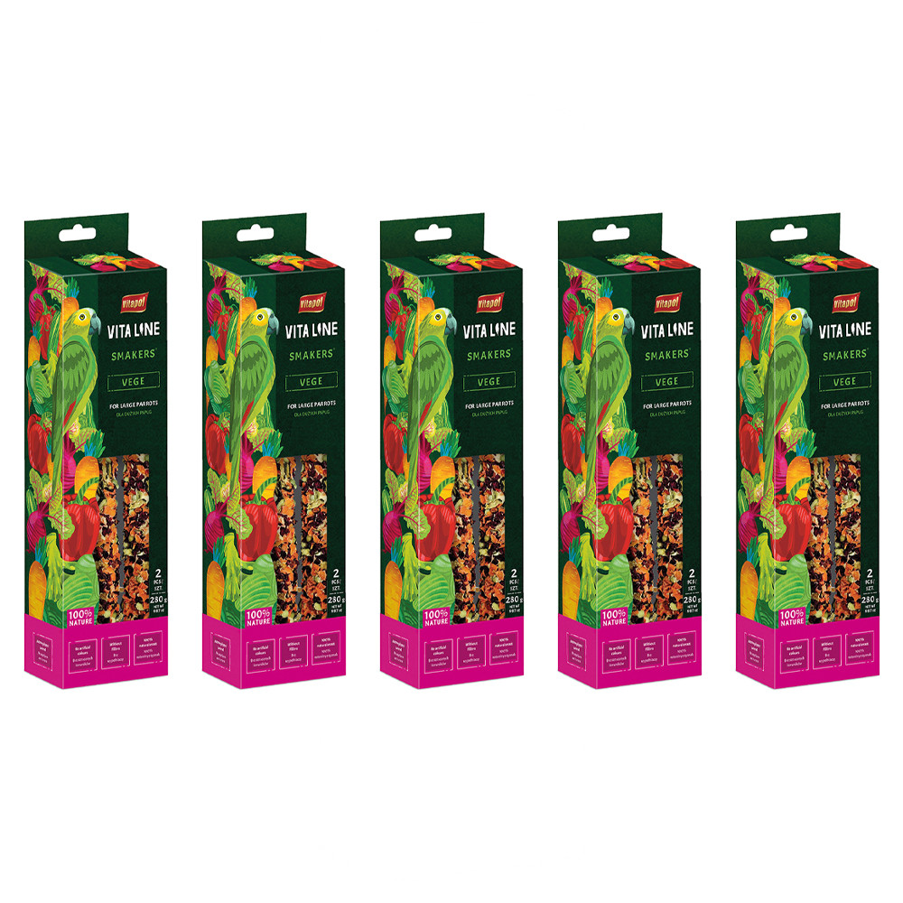 An image of Vitapol Vitaline Twinpack Smaker Parrot Treat Stick Vegetable