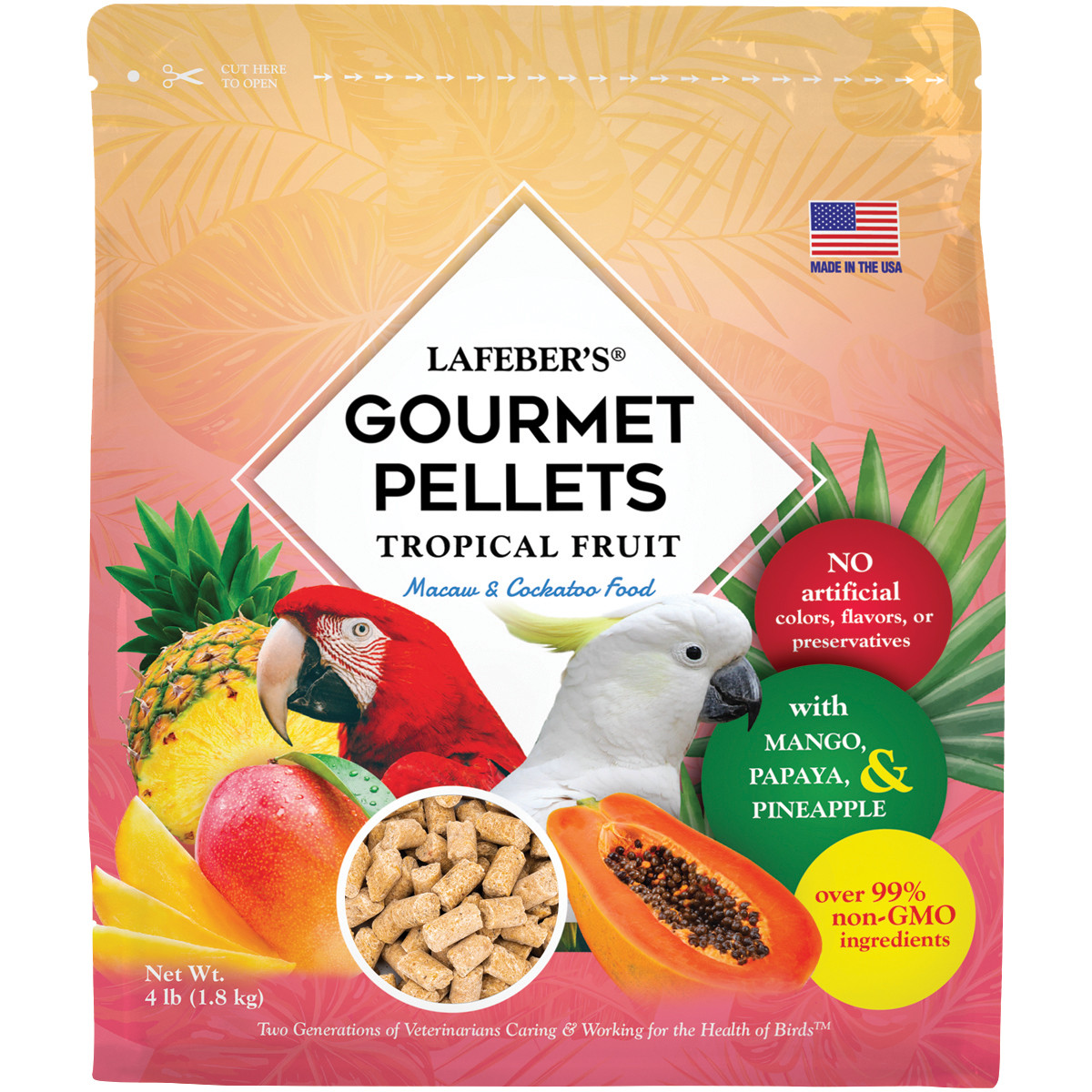 An image of Lafeber Gourmet Pellets Tropical Fruit 1.8kg Complete Large Parrot Food