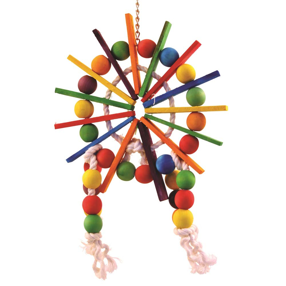 An image of Cartwheel Wood & Rope Parrot Toy