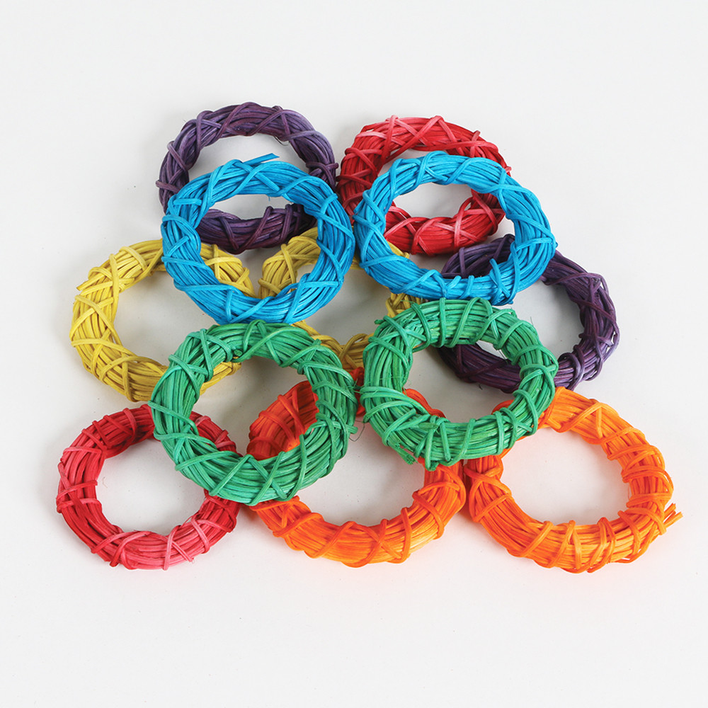 An image of Coloured Willow Rings Woven Chew Toy for Parrots Pack of 12